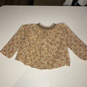 Bonpoint Floral Kids Blouse 2T Multicolor Smocked Nek